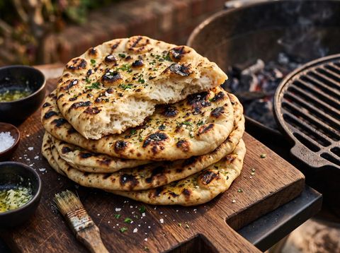 Лепёшки на решётке с чесночным маслом